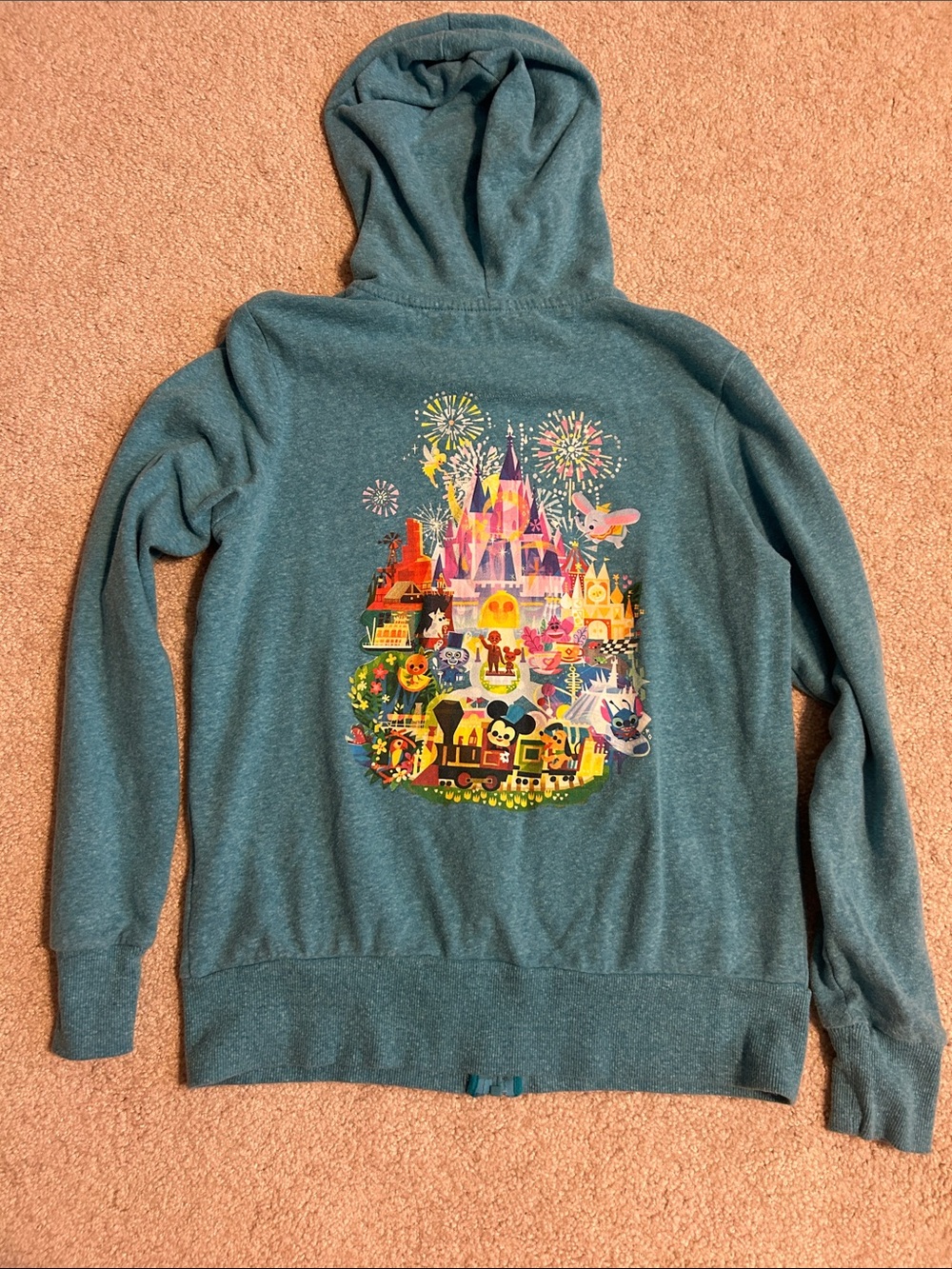 Disney Teal Zip-Up Hoodie with Mickey Graphic - Picture 2 of 5